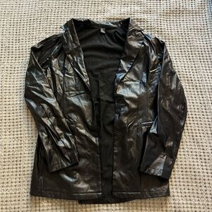 SHEIN PU Leather Blazer